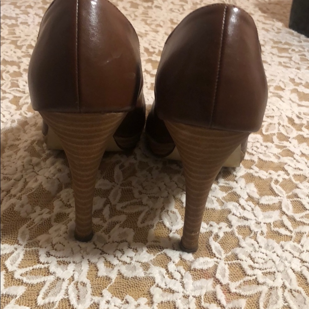 Pierre Dumas Brown Peeptoe Heels - Picture 4 of 6